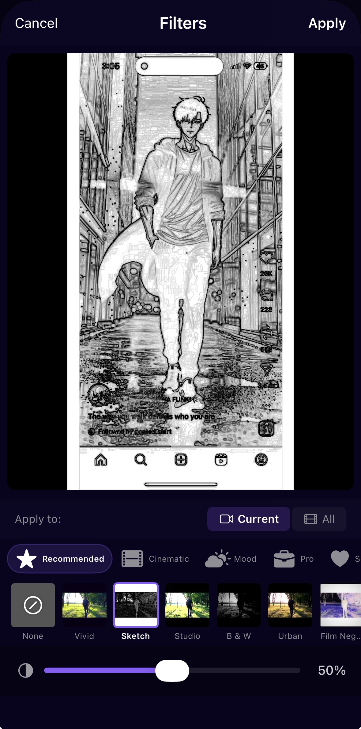 Filters Panel - Color grading and visual effects