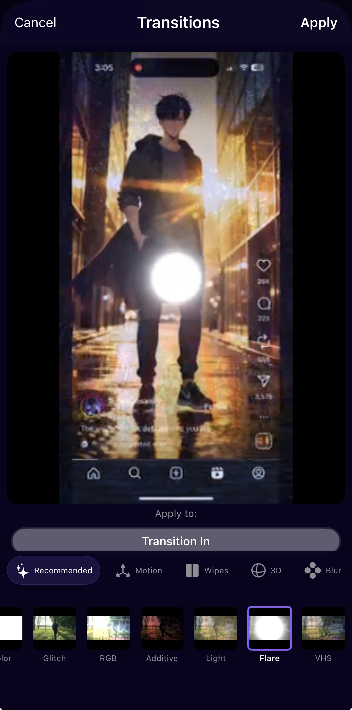Transitions Panel - Professional video transitions